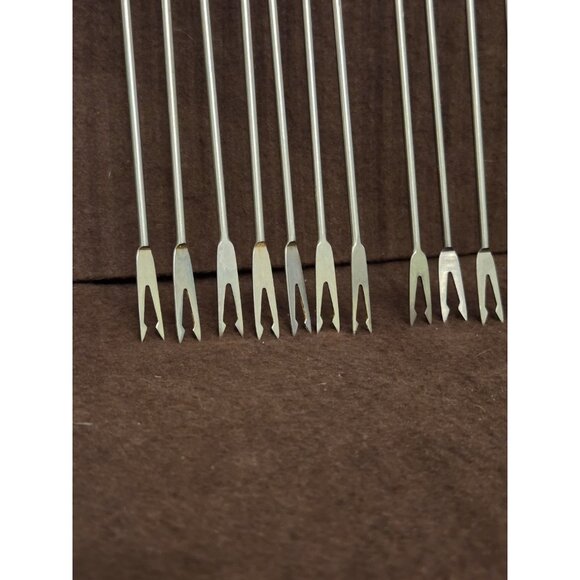 Set of 6+ Vintage 1970’s Fondue Forks Japan Stainless Steel - Picture 4 of 8